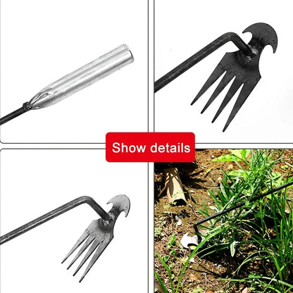 Petit extracteur de mauvaises herbes avec 4 dents, outils manuels de jardinage, outil de désherbage pour outil de désherbage ergonomique de cour (la poignée peut être 1 pièce