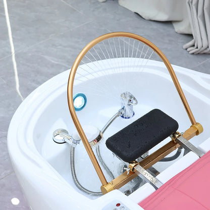 Modern Beauty Salon Furniture pink Light Salon Shampoo Chair Bed Luxury Electric Massage Washing Chair with Water Circulation