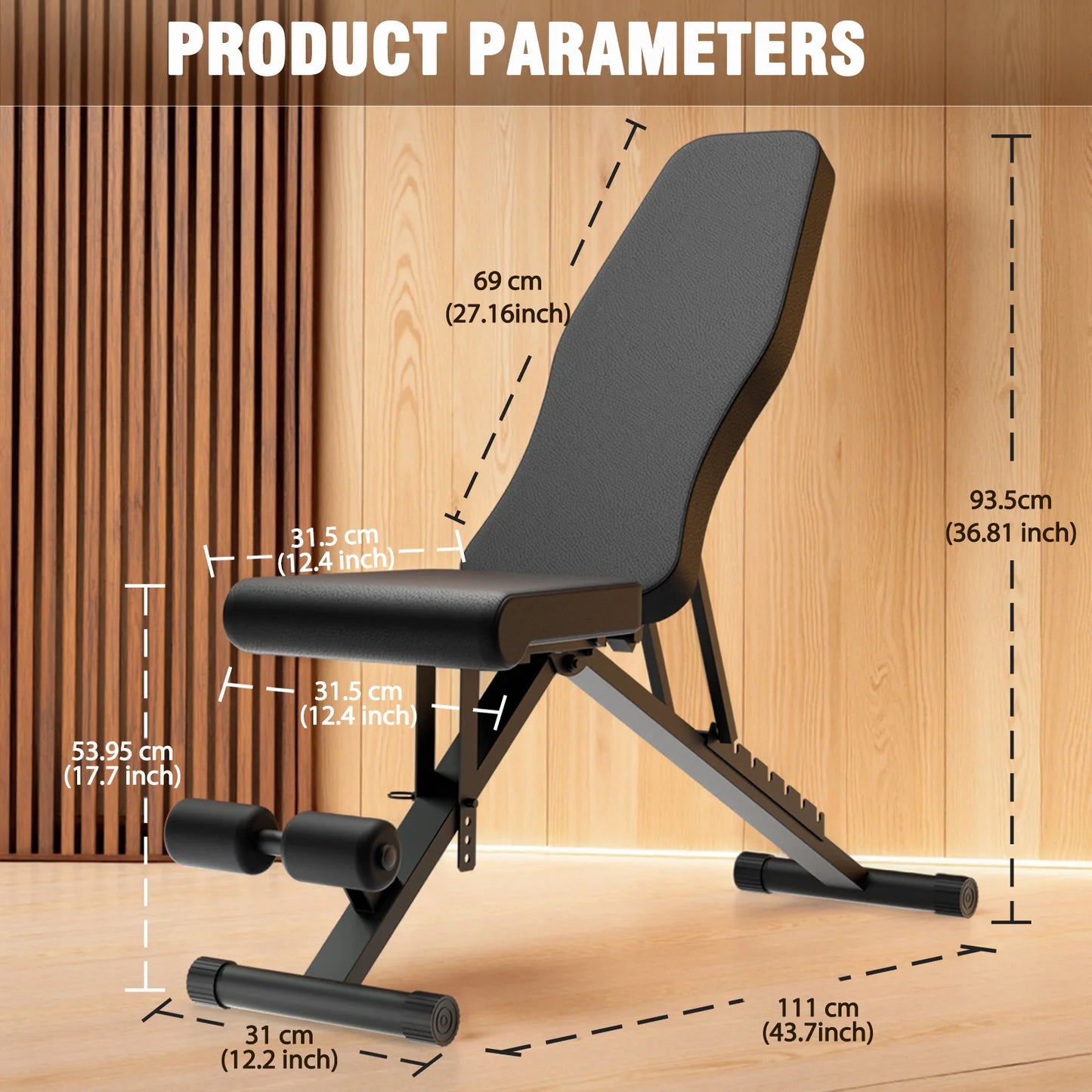 Adjustable Workout Weight Bench Foldable Dumbbell Bench Strength Training 1000lbs Full Body Exercise Extended Back for Home Gym