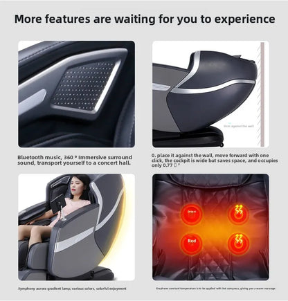 Modern Leather Fully Automatic Electric Zero Gravity Massage Chair With 3D Robotic Hand Massage For Neck Foot & Waist
