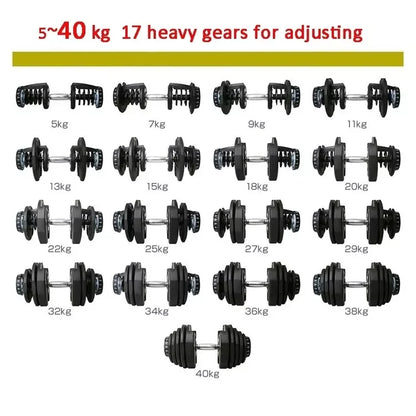 In Stock Home Gym Multi-function Cast Iron Dumbbells 24kg 40kg 52.5lbs 90 Lbs Adjustable Dumbbell Set