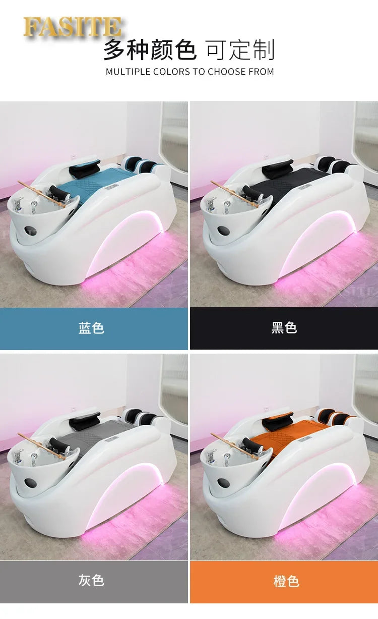 Automatic intelligent electric massage shampoo bed barber shop hair beauty hair treatment fumigation integrated bed