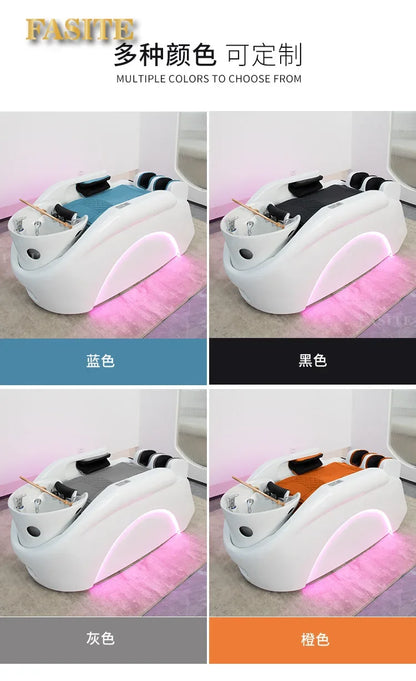 Automatic intelligent electric massage shampoo bed barber shop hair beauty hair treatment fumigation integrated bed
