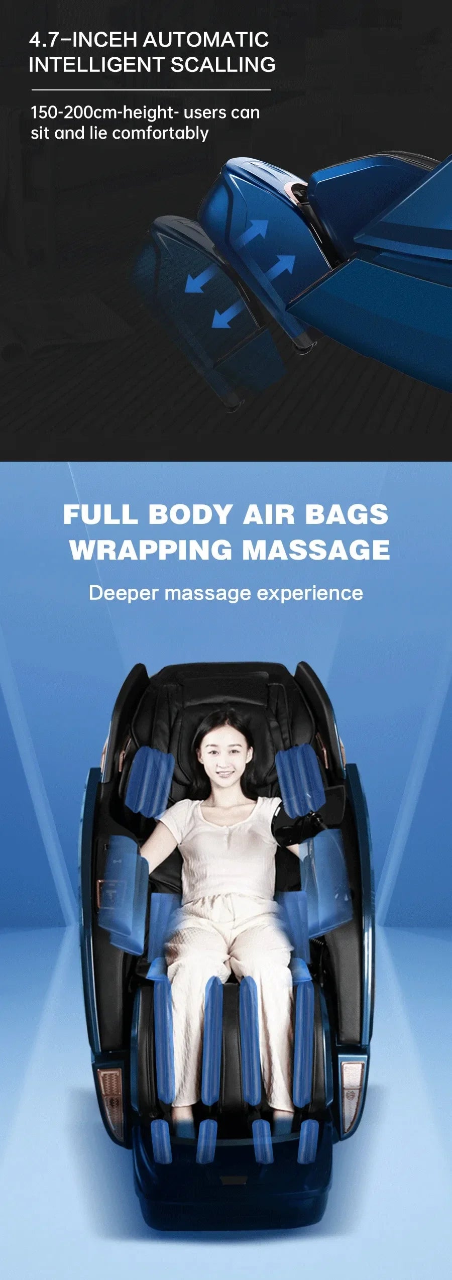 Massage Chair with Voice Control, Full Body Elastic Massage Chair with Voice Control, Heating, LCD Remote Control, Foot Rolle