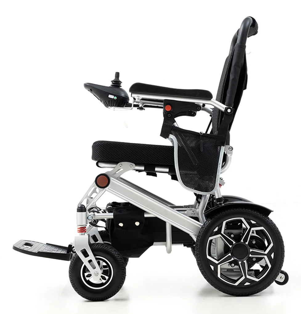 2025 Hot Sale Medical Lightweight Folding Electric Wheelchair For Elderly Remote Control Lithium Battery