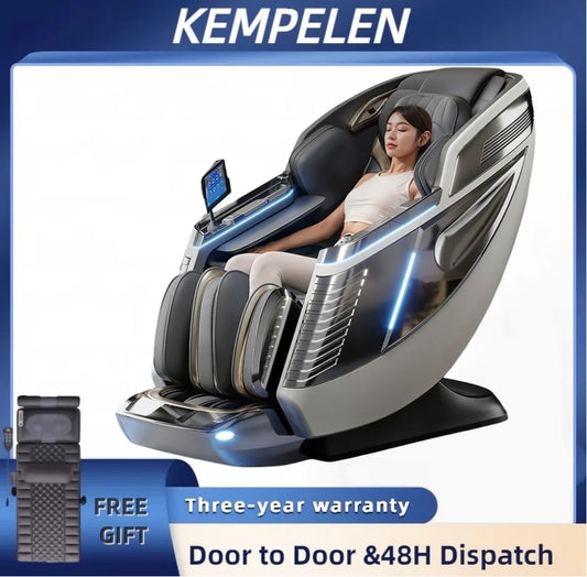4D Dual-Core Massagesessel SL-Schiene, Wadenkneten, Beinrollen, 3-Stufen-Fußmassage, Thai-Streckung, Airbags, Heizung