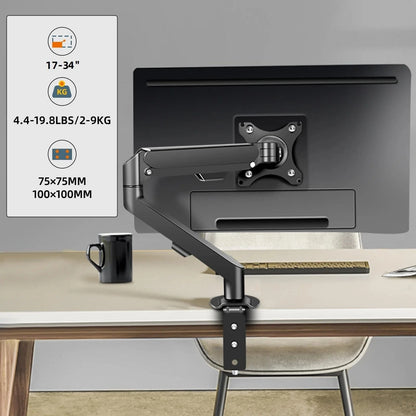 M5 Gas Spring Monitor Arm – Full Motion Desk Mount for LCD/LED Screens, Adjustable Stand Bracket
