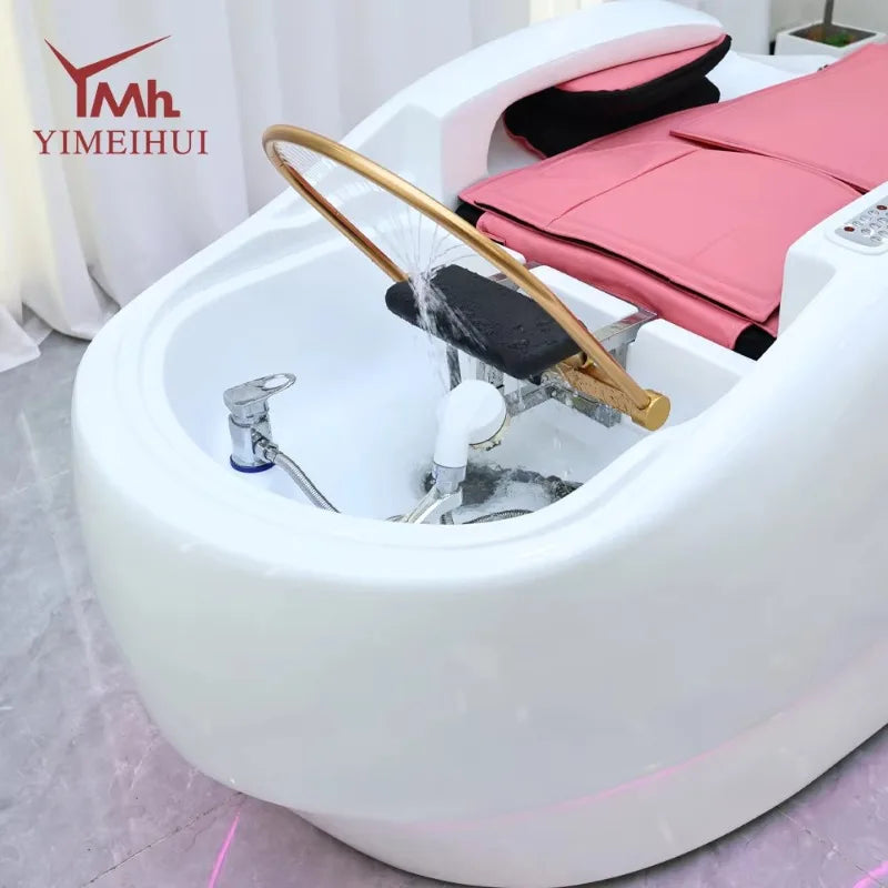 Friseursalon-Möbel Kopfhaut-Spa-Bett Elektrisches intelligentes 4D-Massage-Haarwasch-Wasserkreislauf-Shampoo-Stuhl mit Kopftherapie