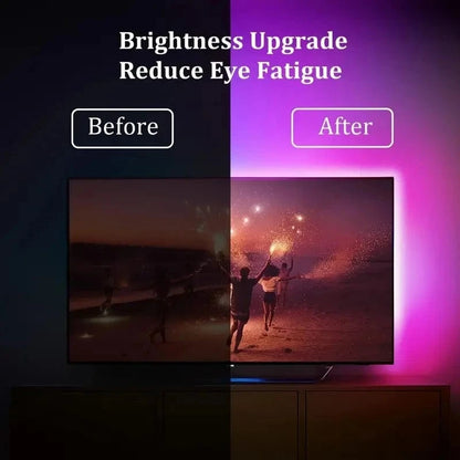 RGBIC LED TV Backlight Strip with Camera – Smart Ambient Lighting for 55–75” TVs