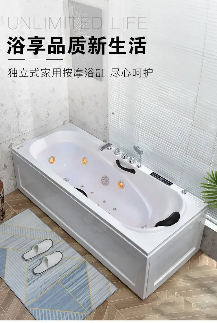 Thickened acrylic bathtub Small apartment Adult Surfing massage Constant temperature heating Smart