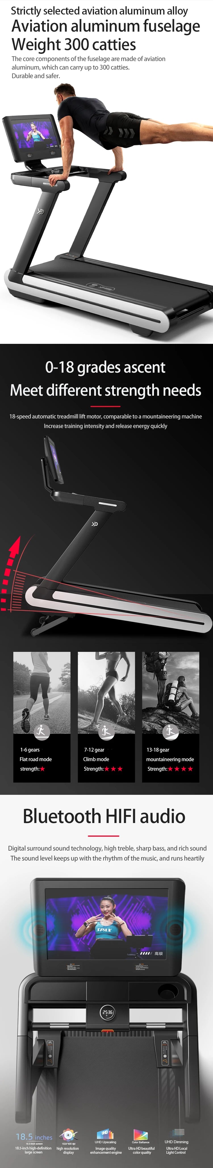 Neues Fitnessgerät Halbkommerzielles Laufband MX Neigung Super Wifi Touchscreen Laufband AC Motor Elektrisches Laufband