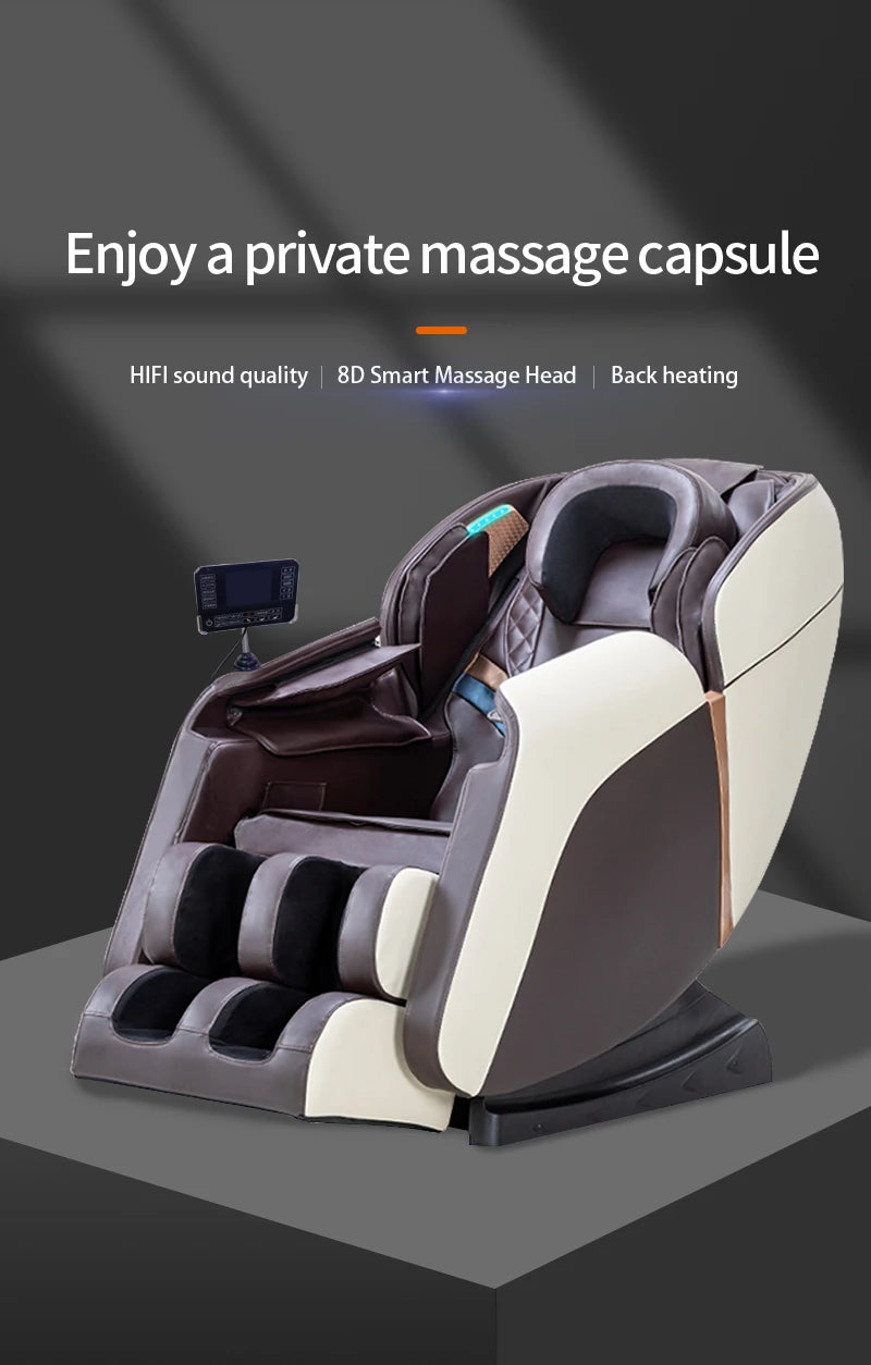 4D Ganzkörper-Massagesessel Zero Gravity Shiatsu-Massagesessel Bluetooth-Lautsprecher, Airbags, Heizung und Fußmassage