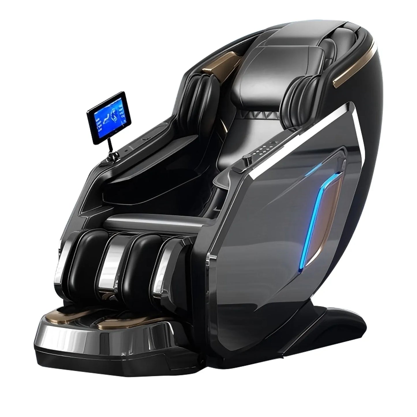 Ergonomischer Zero-Gravity-Massagesessel, Shiatsu-Technologie, Ganzkörper-Airbags, Fußrollen, Wadenkneten, Bluetooth, Wohnkomfort