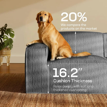 Modulares Sektionssofa, 111" L-förmiges Modulares Sektionssofa mit tiefer Sitzfläche, frei kombinierbares Sektionswolkensofa für