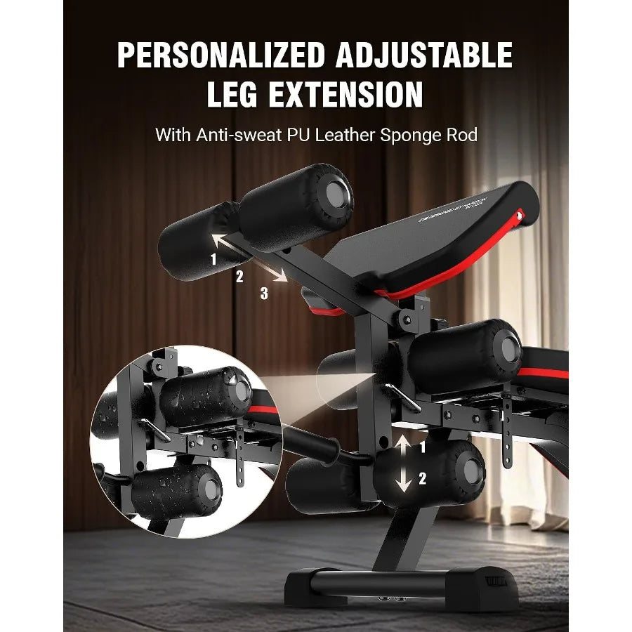 HARISON Adjustable Weight Bench with Leg Extension and Preacher Pad for Home Gym Strength Training: MultiPosition Flat Incline