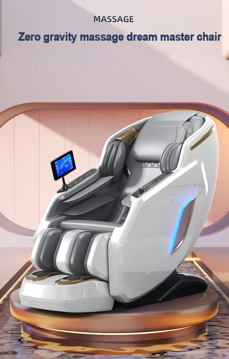 Ergonomischer Zero-Gravity-Massagesessel, Shiatsu-Technologie, Ganzkörper-Airbags, Fußrollen, Wadenkneten, Bluetooth, Wohnkomfort