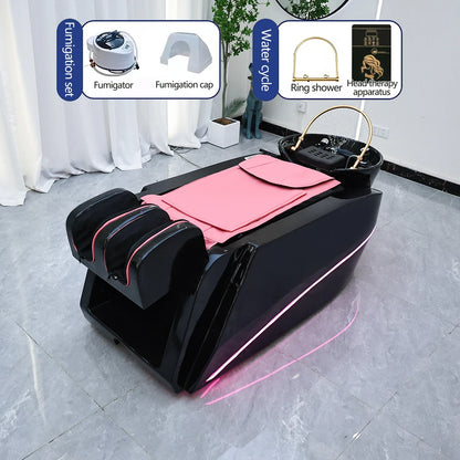 Japanische Head Spa Haarwaschmassagebett-Station Massagesessel mit Dampf-SPA-Kopf-Wassertherapie-Shampoobett