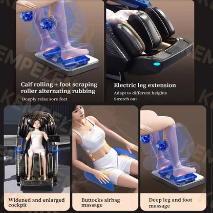 Dual-Core 4-Hand Massage Chair – Full Body Airbag Wrap, Optical Body Scan, Extended SL Track, Deep Leg & Foot Massage