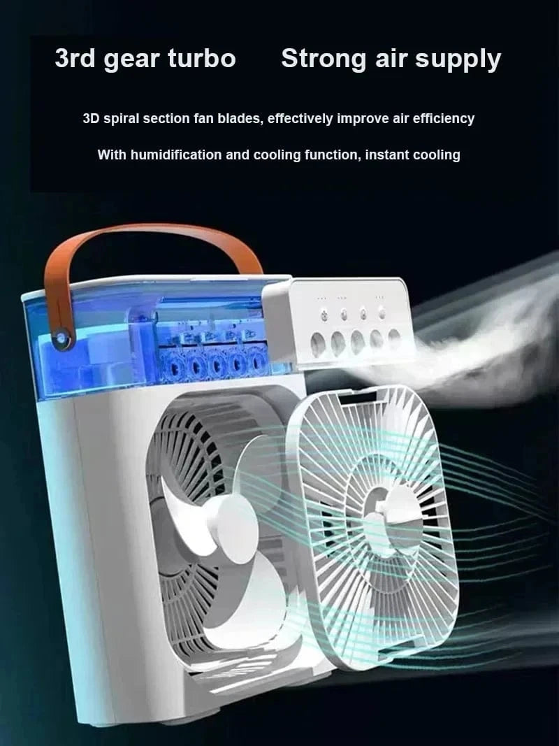3-in-1 Portable Air Conditioner Fan with LED Night Light – Mini Air Cooler & Humidifier for Home/Office