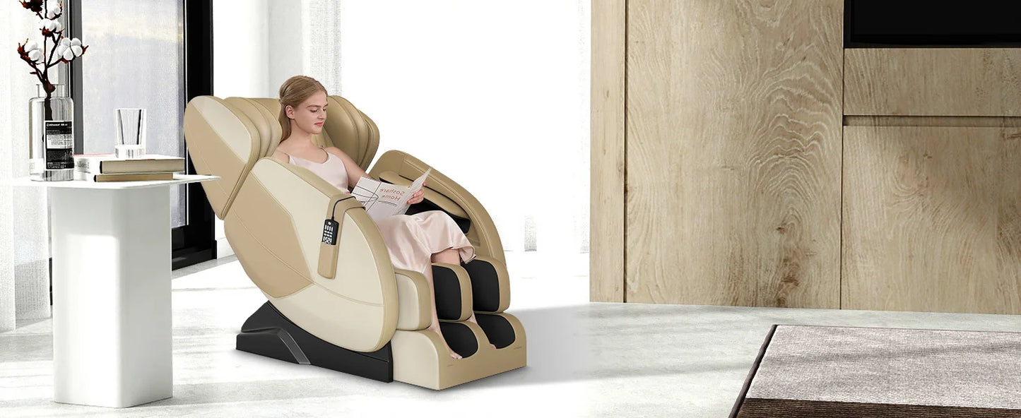 Liegesessel, Ganzkörper-Airbag-Massage, One-Touch-Schwerelosigkeit, Fußroller und Bluetooth, für Zuhause