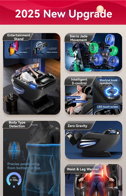 AUX 6D Shiatsu-Massagesessel, Smart-Massagesessel, Ganzkörper-Schwerelosigkeits-Streckmassagesessel, Relax-Massagesessel