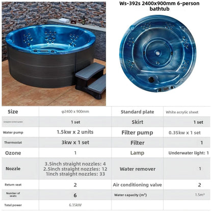 Smart Whirlpool Jacuzzi Spa-Wanne Tragbare Innen- und Außen-Badewanne mit Surfmassage Außen-Massagebadewanne Luft-Wasserdüse Möbel