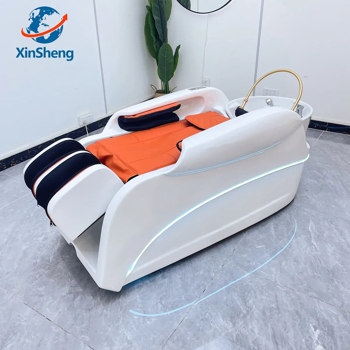 XinSheng Haarwasch- und Massagebett mit Kopf-SPA-Begasungsgerät Friseursalon Kommerzielle elektrische Möbel