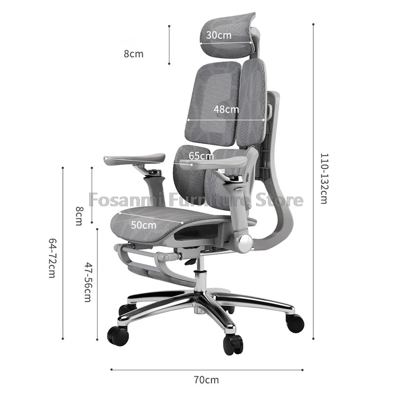 Multifunktionaler ergonomischer Mesh-Bürostuhl, verstellbarer Gaming-Computerstuhl mit Fußstütze, Premium-Heim-PC-Drehsessel