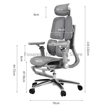 Multifunktionaler ergonomischer Mesh-Bürostuhl, verstellbarer Gaming-Computerstuhl mit Fußstütze, Premium-Heim-PC-Drehsessel