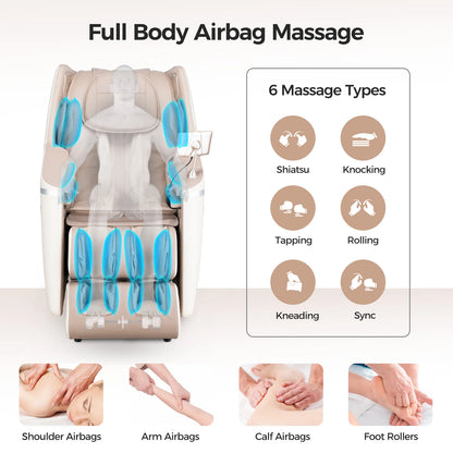 2 Jahre Garantie 4D SL Airbag Zero Gravity Ganzkörper-Massagesessel Home 3D Büro-Fußroller Shiatsu Bürostuhl Massagesofa