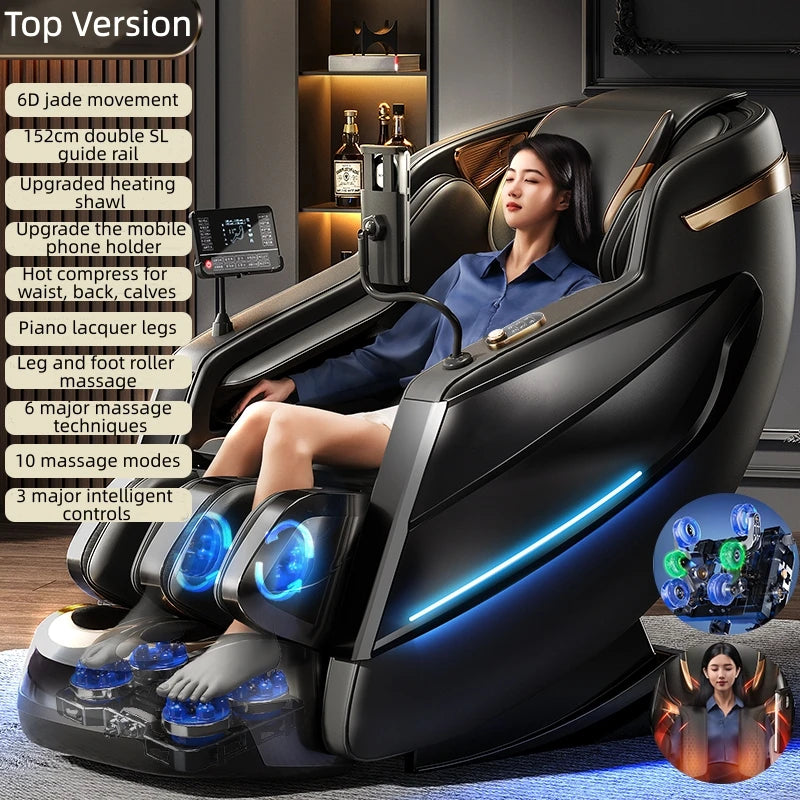 4D Mechanismus Massagesessel Tiefe Thai-Dehnung LCD Touchscreen Wadenrolle Airbag Kompression Kneten Schwerelosigkeit Entspannung