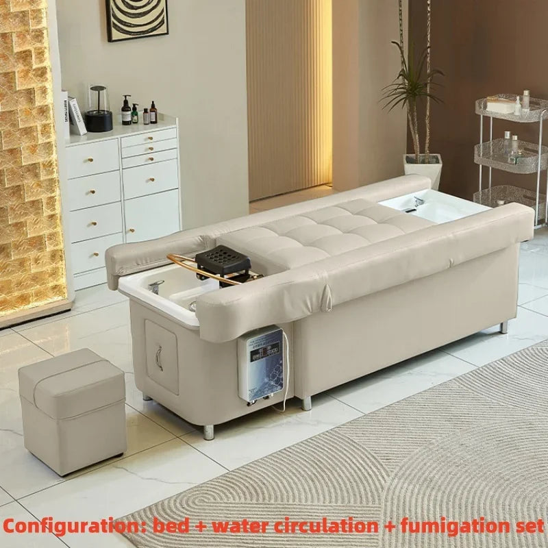 2026 Multifunctional Salon Back Lifting Foot Massage Bed Shampoo Chair Pedicure Head Spa Bed Shampoo Bed