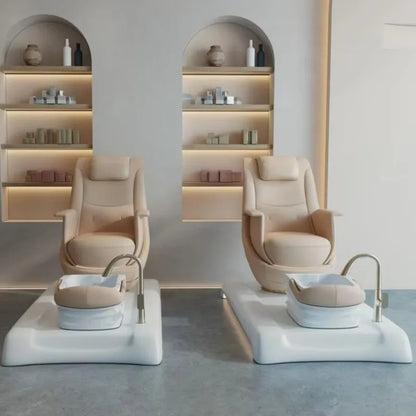 Modernes Design Beauty Nagelstudio Möbel Fuß-Spa-Stuhl Beige Schwarz Maniküre Pediküre Stuhl mit Schale