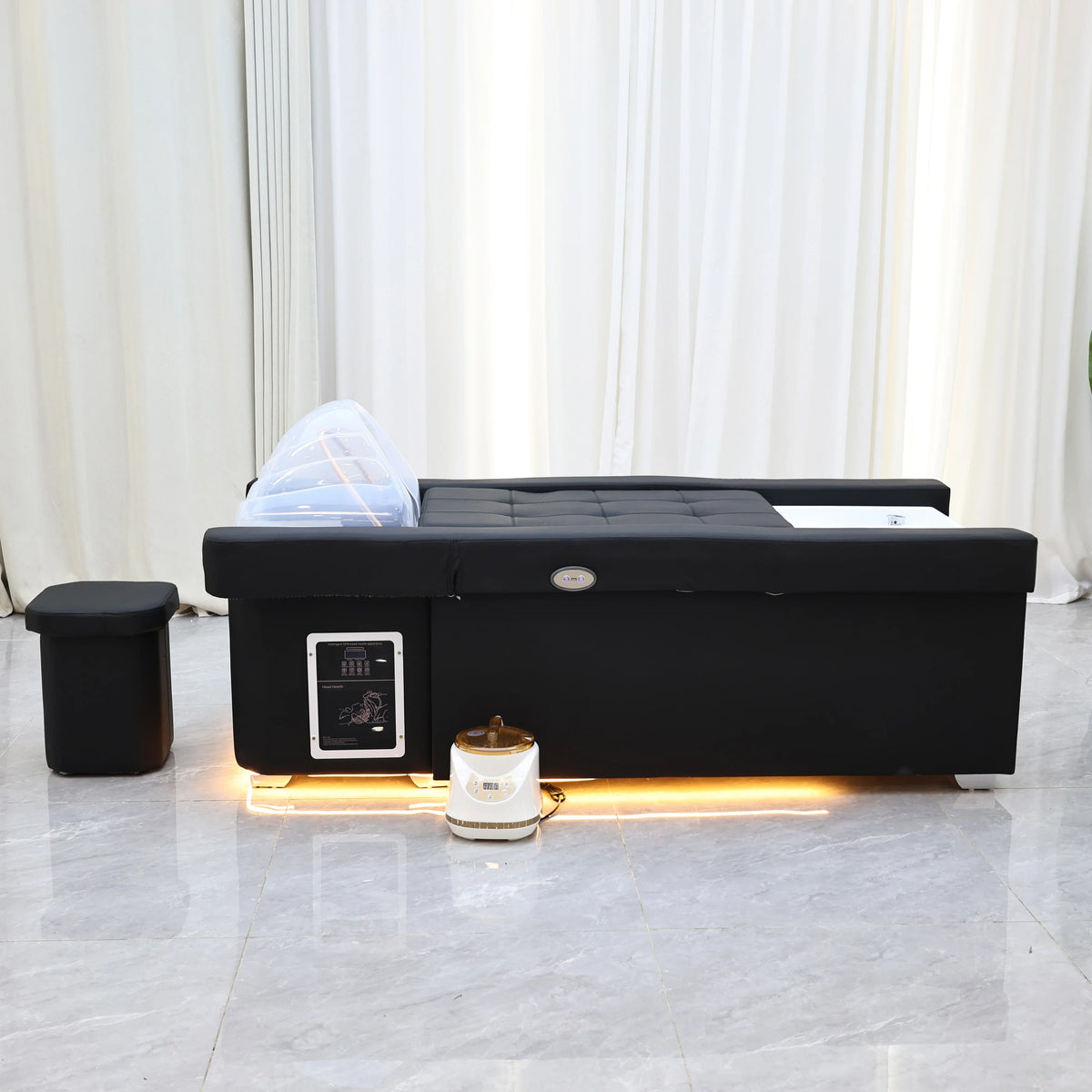 XinSheng Elektrisch höhenverstellbares Shampoo-Bett Massageliege All-in-One Salon-SPA-Massageliege mit Haarwaschbecken und Fußbad
