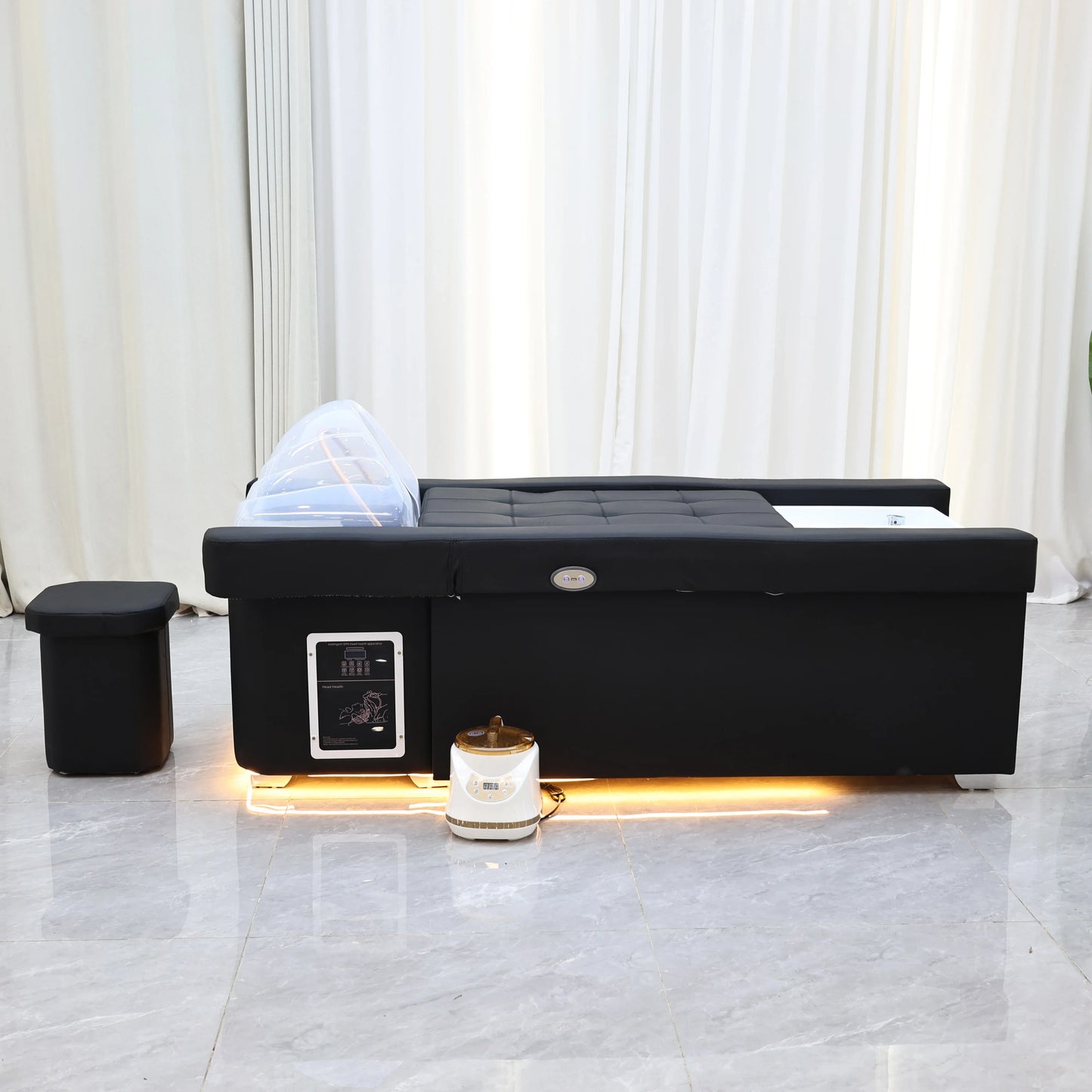 XinSheng Elektrisch höhenverstellbares Shampoo-Bett Massageliege All-in-One Salon-SPA-Massageliege mit Haarwaschbecken und Fußbad