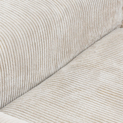 Modernes Cord-Sofa mit 4 Kissen, 102" L-förmiges Sofa mit Chaiselongue und Ottoman, Hartholzrahmen-Sofa für das Wohnzimmer