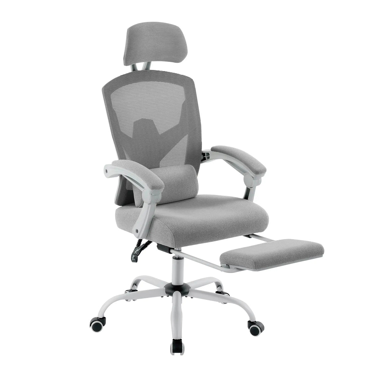 JHK Ergonomischer Liege-Gaming-Stuhl mit hoher Rückenlehne aus Mesh, Wohnzimmer-Schaukelstuhl, Bürostuhl, Drehstuhl, Rollstuhl, Lendenstützkissen