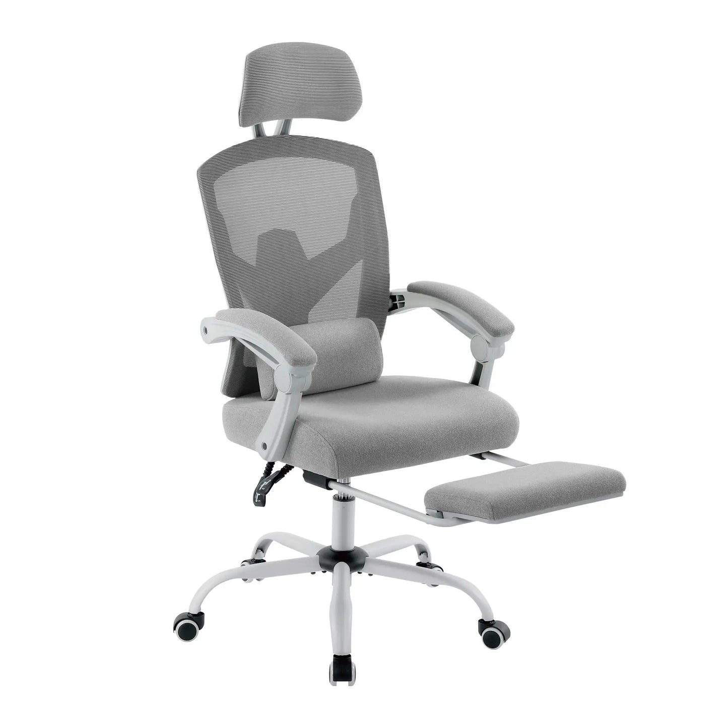 JHK Ergonomischer Liege-Gaming-Stuhl mit hoher Rückenlehne aus Mesh, Wohnzimmer-Schaukelstuhl, Bürostuhl, Drehstuhl, Rollstuhl, Lendenstützkissen