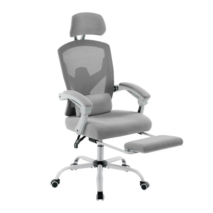JHK Ergonomischer Liege-Gaming-Stuhl mit hoher Rückenlehne aus Mesh, Wohnzimmer-Schaukelstuhl, Bürostuhl, Drehstuhl, Rollstuhl, Lendenstützkissen