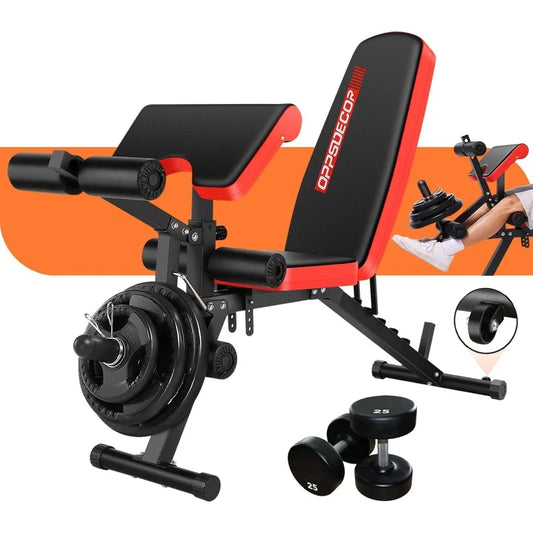 Verstellbare Hantelbank mit Beinstreckung, Beinbeuger – 360 kg robuste Trainingsbank für das Home-Gym – Scott-Curl,
