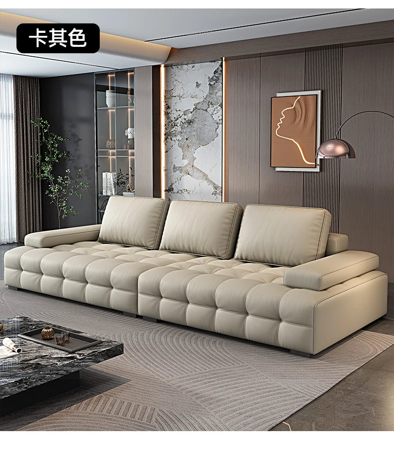 Modern Minimalistisches neues Leder Wohnzimmer Lawrence Italienisches leichtes Luxus gerades L-förmiges modulares Faules Weiches Tatami Lounge Sofa