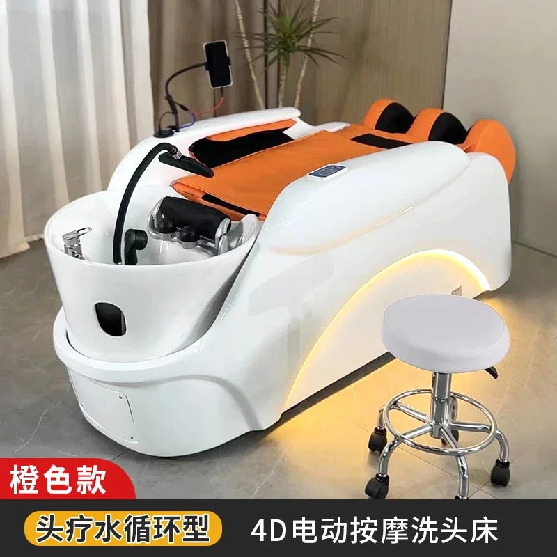Elektrisches intelligentes Massage-Shampoo-Bett für Friseursalons, spezielles Begasungs-Kopfbehandlungs-Wasserzirkulationsbett