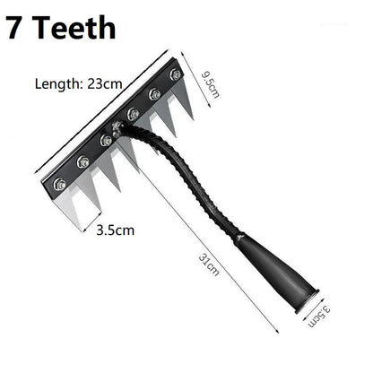 Râteau de désherbage de jardin à 8/7/6/5 dents, houe de jardinage en métal robuste, outil agricole pour le jardinage, désherbage, ameublissement du sol