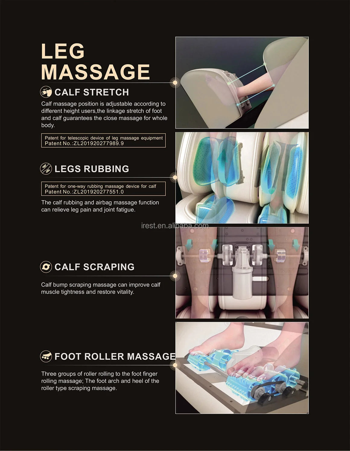 Irest 2023 4D-Massagesessel Liege Luxuriöser, komfortabler 4D-Massagesessel mit Schwerelosigkeitsfunktion und Zeitsteuerung
