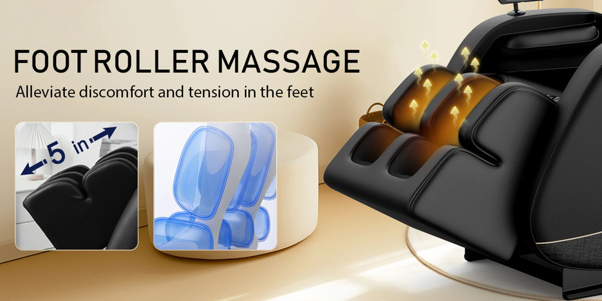 Zero-Gravity-Ganzkörpermassagesessel mit Heizung, Airbags, Fußroller & Touchscreen – Belastbar bis 82 kg
