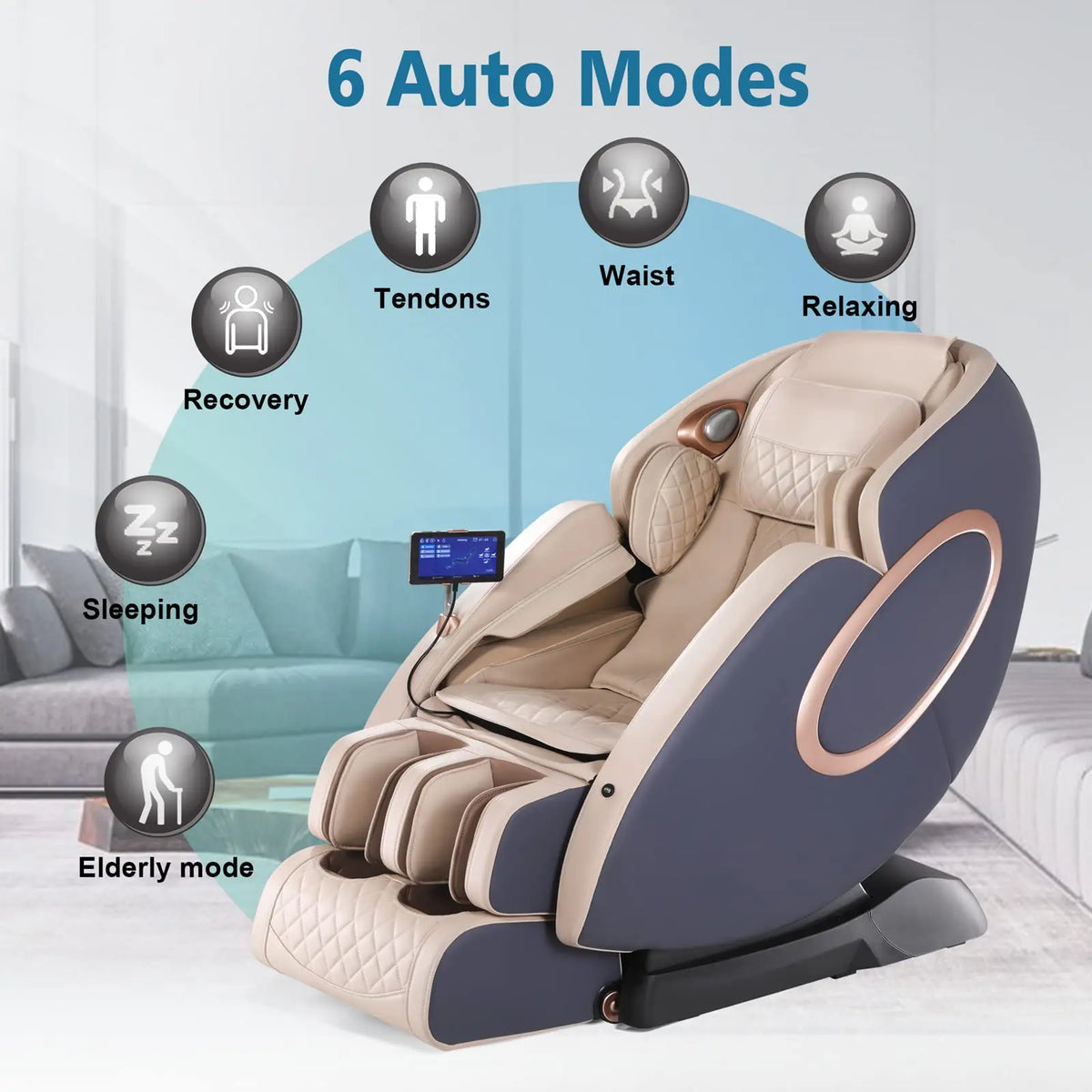 APP-Steuerung 4D-Massagesessel SL-Track Ganzkörper-Shiatsu-Massagesessel Zero Gravity mit Yoga-Stretching-Fußmassageroller