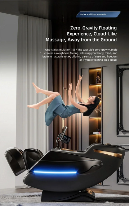 4D Mechanismus Massagesessel Tiefe Thai-Dehnung LCD Touchscreen Wadenrolle Airbag Kompression Kneten Schwerelosigkeit Entspannung