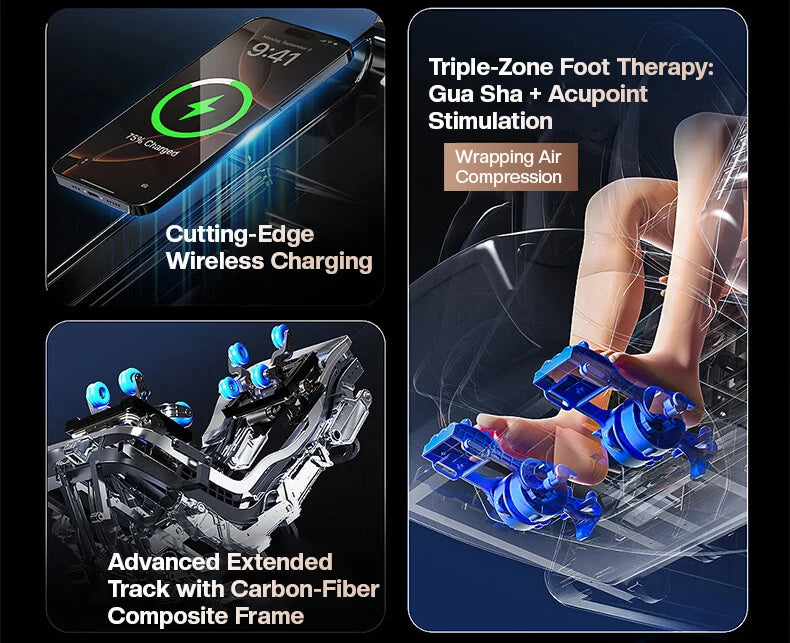 New Tech Zero Gravity Ganzkörper-Luxus-Luftsack, ersetzt Sofa, Sonic Massage, Smart Dual Core elektrischer Massagesessel