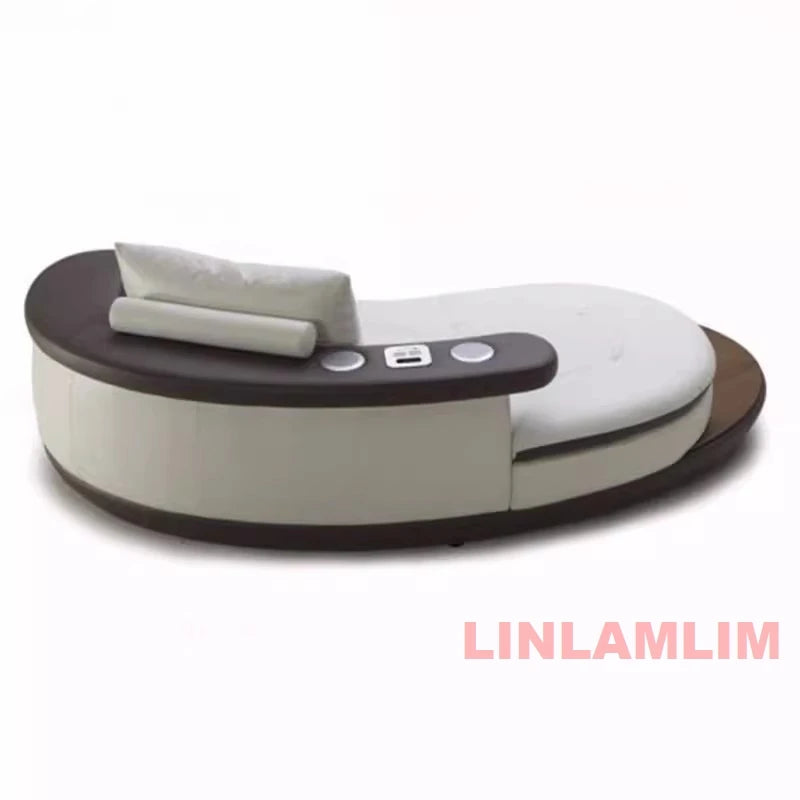 Modernes Luxus-Sofa-Set aus echtem Leder mit Lautsprecher und USB, U-förmiges Wohnzimmersofa mit Ablageregalen