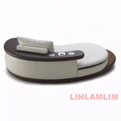 Modernes Luxus-Sofa-Set aus echtem Leder mit Lautsprecher und USB, U-förmiges Wohnzimmersofa mit Ablageregalen